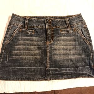Hydraulic Denim Miniskirt